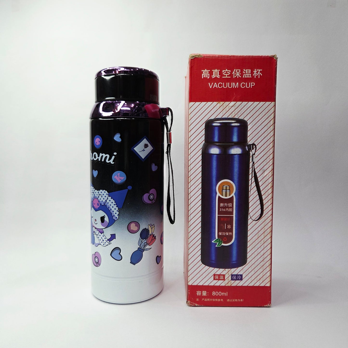 Kuromi Kids Stainless Steel Insulated Bottle – 800ml | Cute Leak-Proof Flask for School & Travel