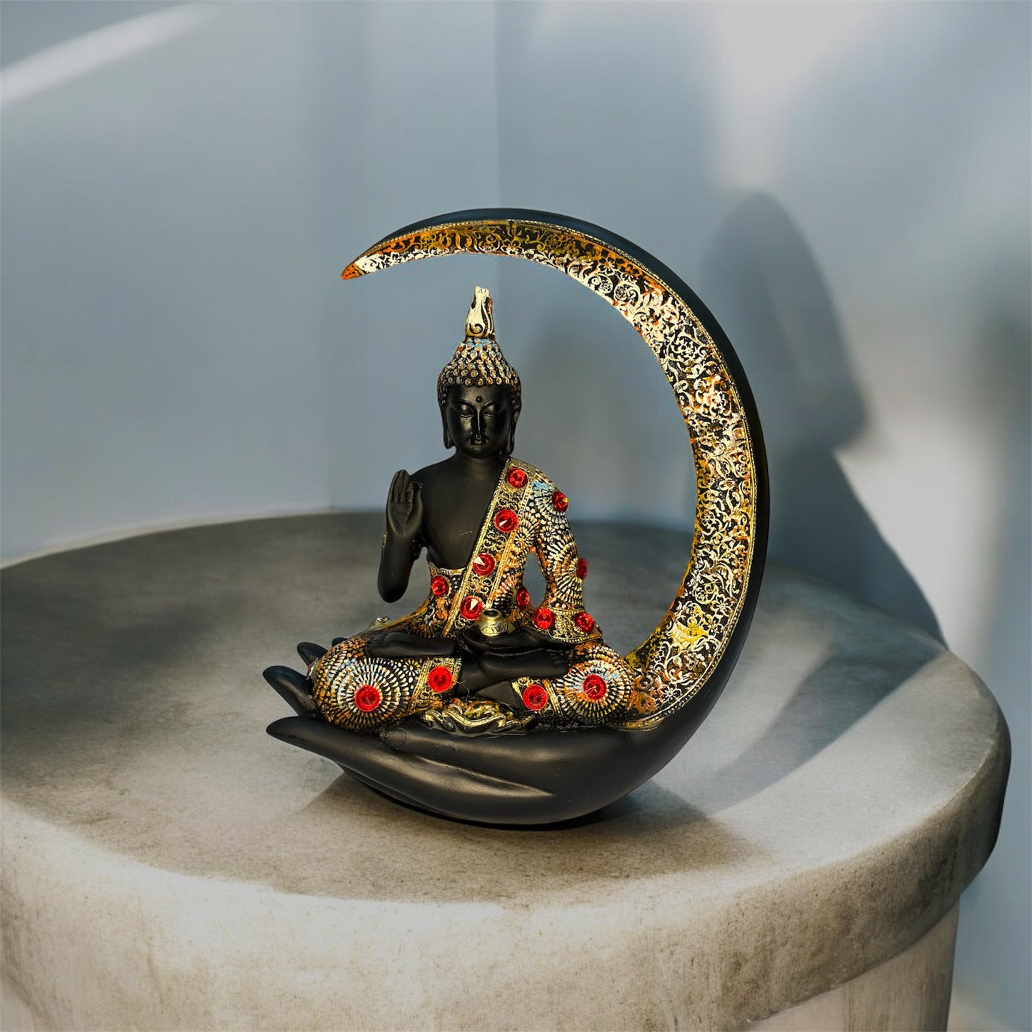 Chand Buddha - Meditating Buddha Sitting On Moon Figurine Home Decor Gifting