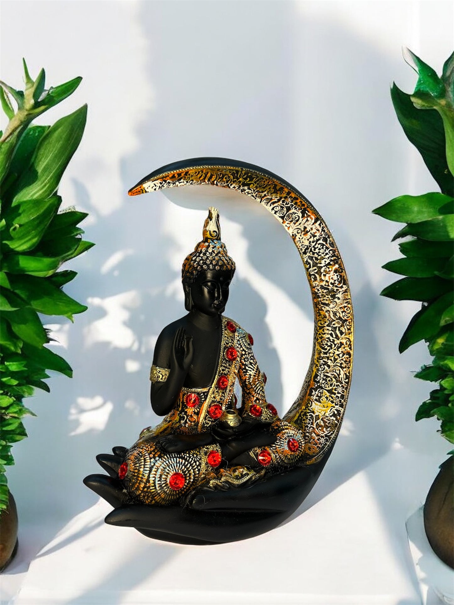 Chand Buddha - Meditating Buddha Sitting On Moon Figurine Home Decor Gifting