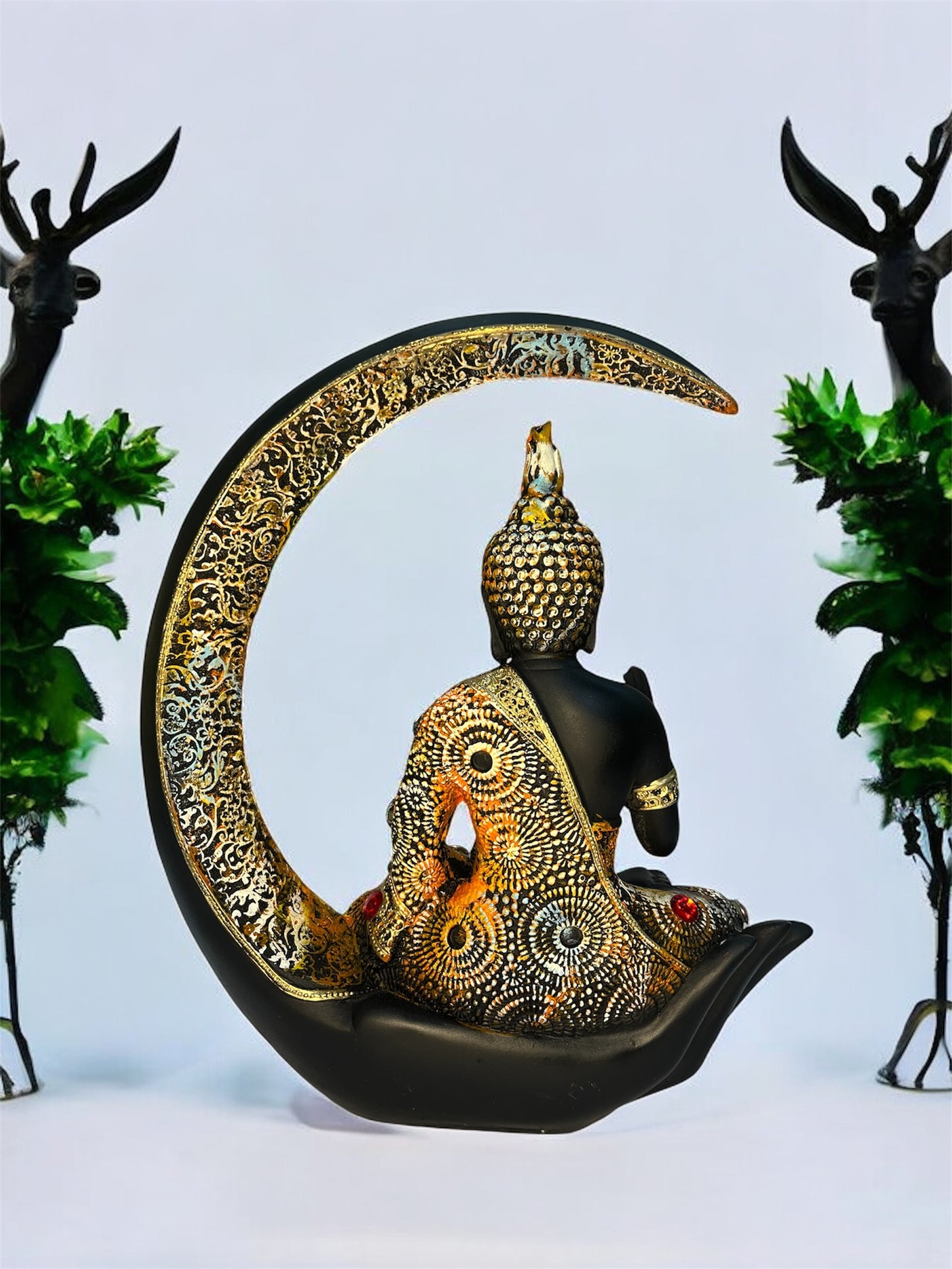 Chand Buddha - Meditating Buddha Sitting On Moon Figurine Home Decor Gifting