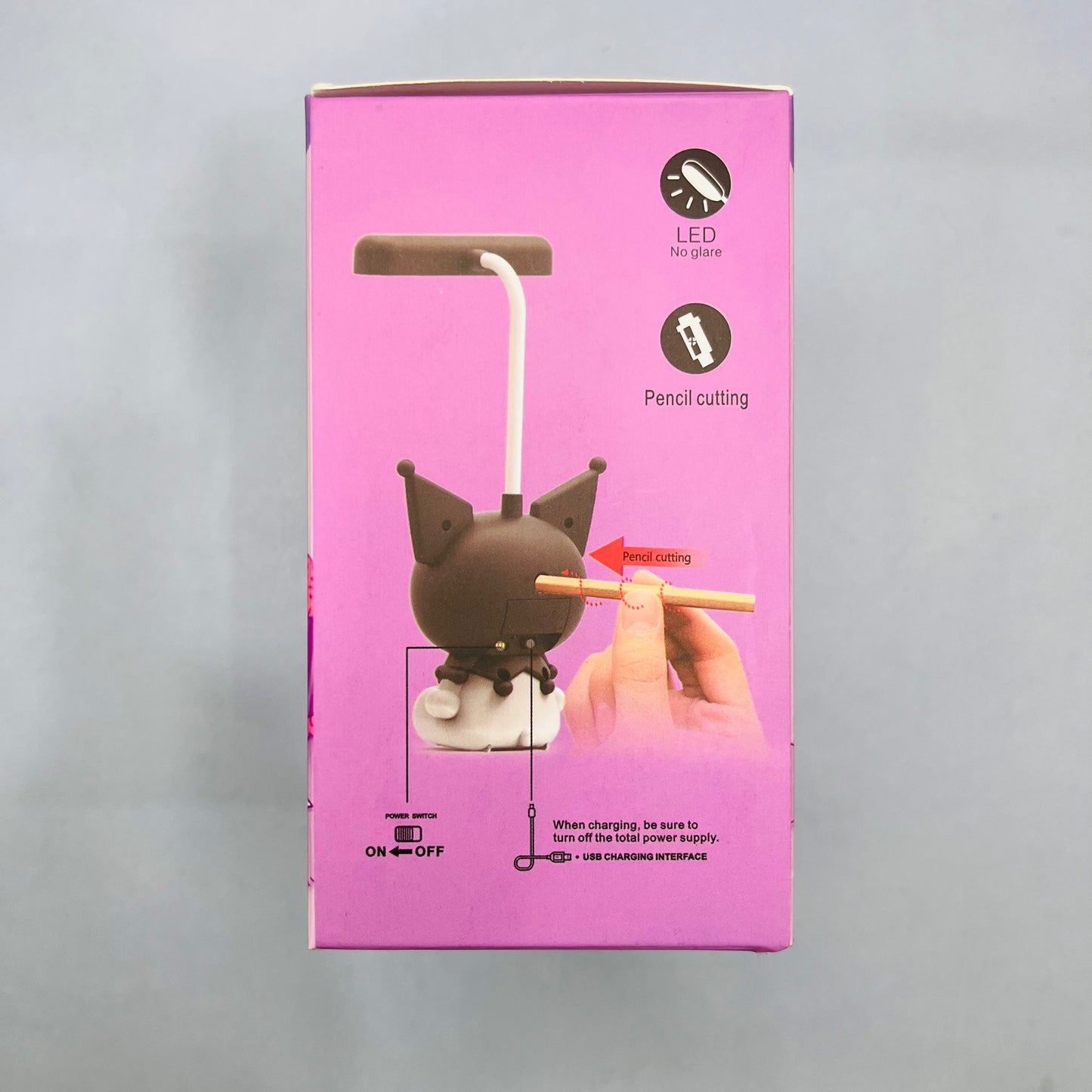 Kuromi Night Lamp with Built-in Sharpener – Rechargeable & USB-Powered