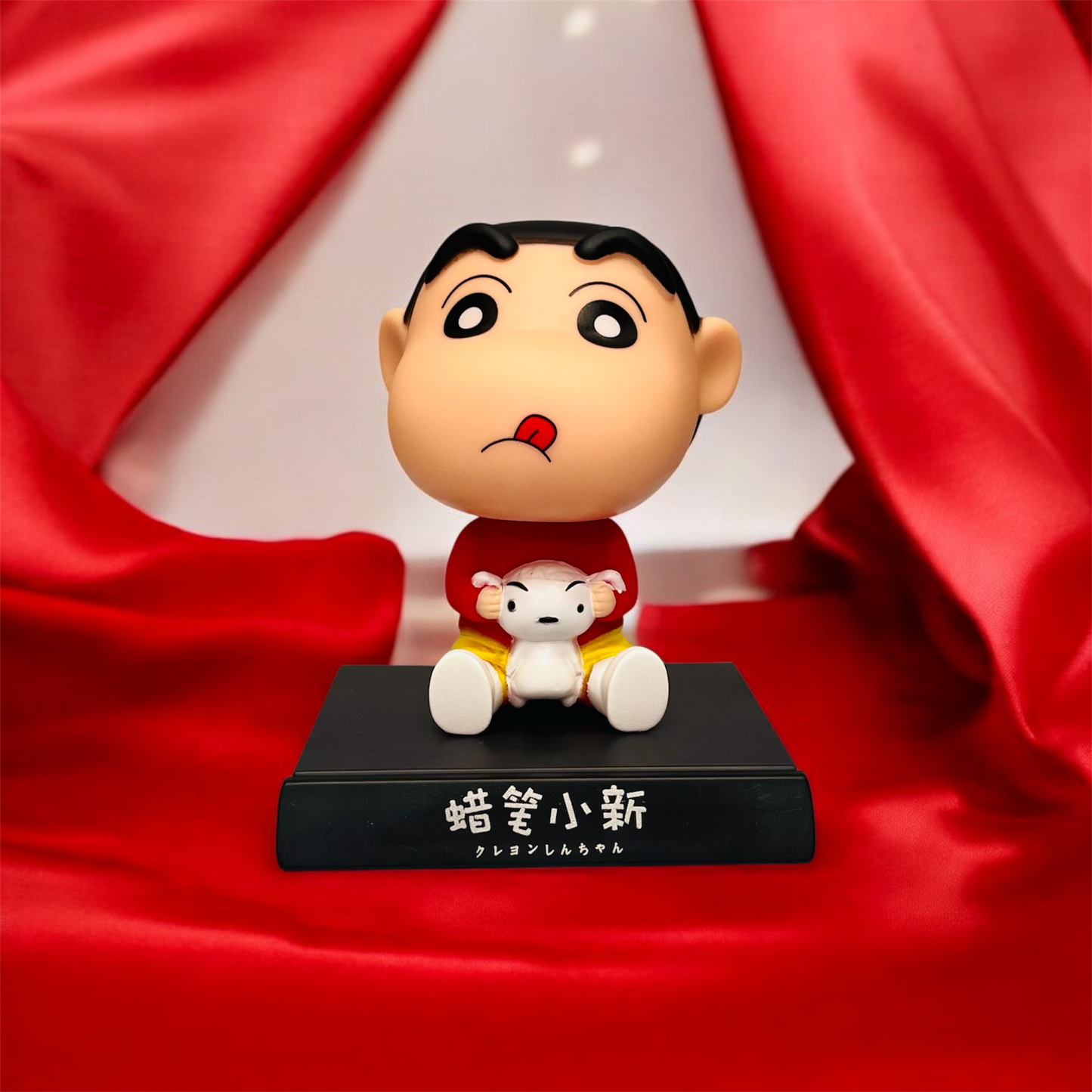 Shinchan Bobblehead Action Figurine with Mobile Holder for Car Dashboard, Office Desk & Study Table