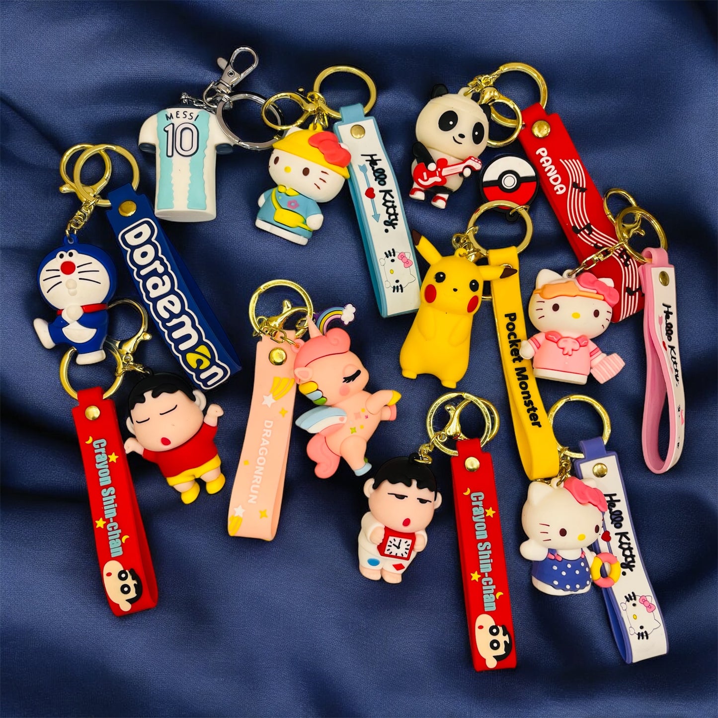 Premium 3D Figurine Keychains with Bagcharm and Strap