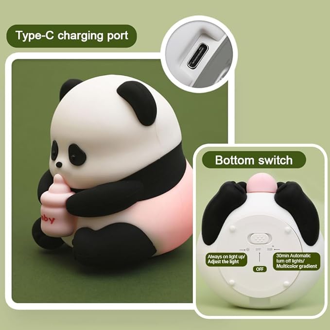 UphaarHub™ Pookie Panda Night Lamp - Pinch Sensitive, Color Changing, Rechargeable
