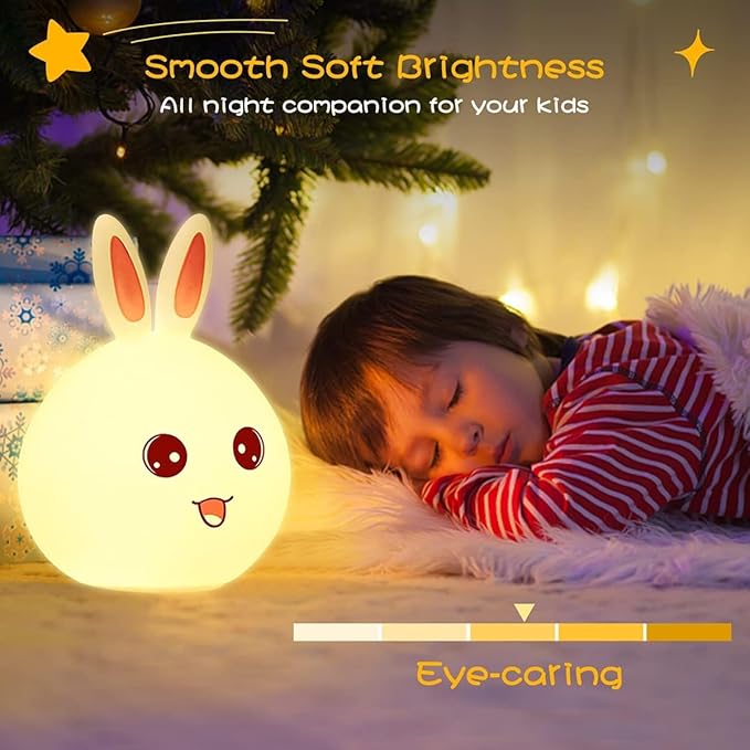 UphaarHub™ Kawaii Bunny Night Lamp - Touch Sensitive, Color Changing, Rechargable