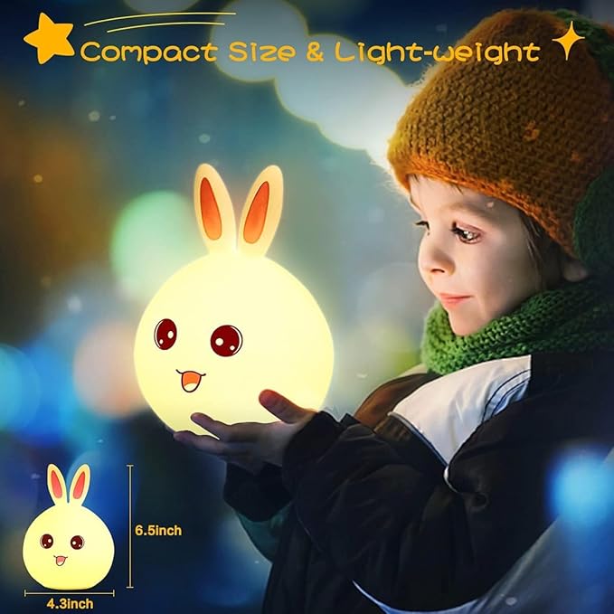 UphaarHub™ Kawaii Bunny Night Lamp - Touch Sensitive, Color Changing, Rechargable
