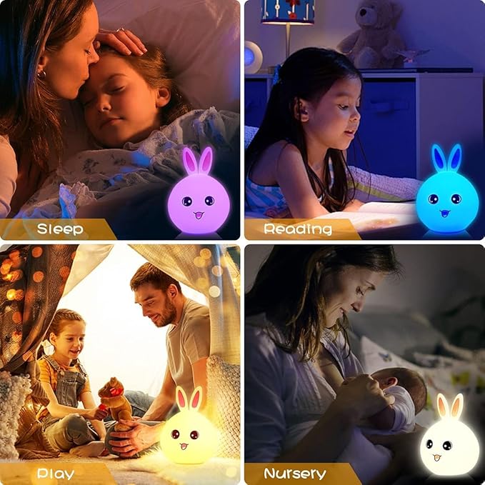 UphaarHub™ Kawaii Bunny Night Lamp - Touch Sensitive, Color Changing, Rechargable