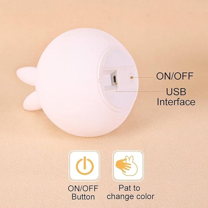 UphaarHub™ Kawaii Bunny Night Lamp - Touch Sensitive, Color Changing, Rechargable