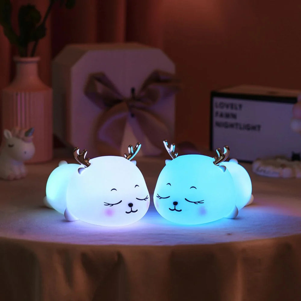 UphaarHub™ Kawaii Fawn Night Lamp - Touch Sensitive, Color Changing, Rechargable