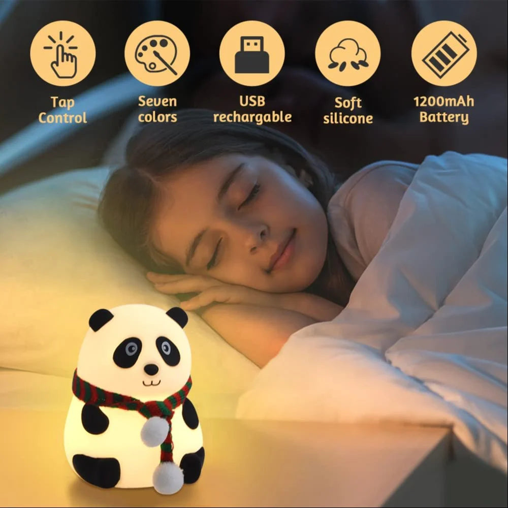 UphaarHub™ Kawaii Panda Night Lamp - Touch Sensitive, Color Changing, Rechargable