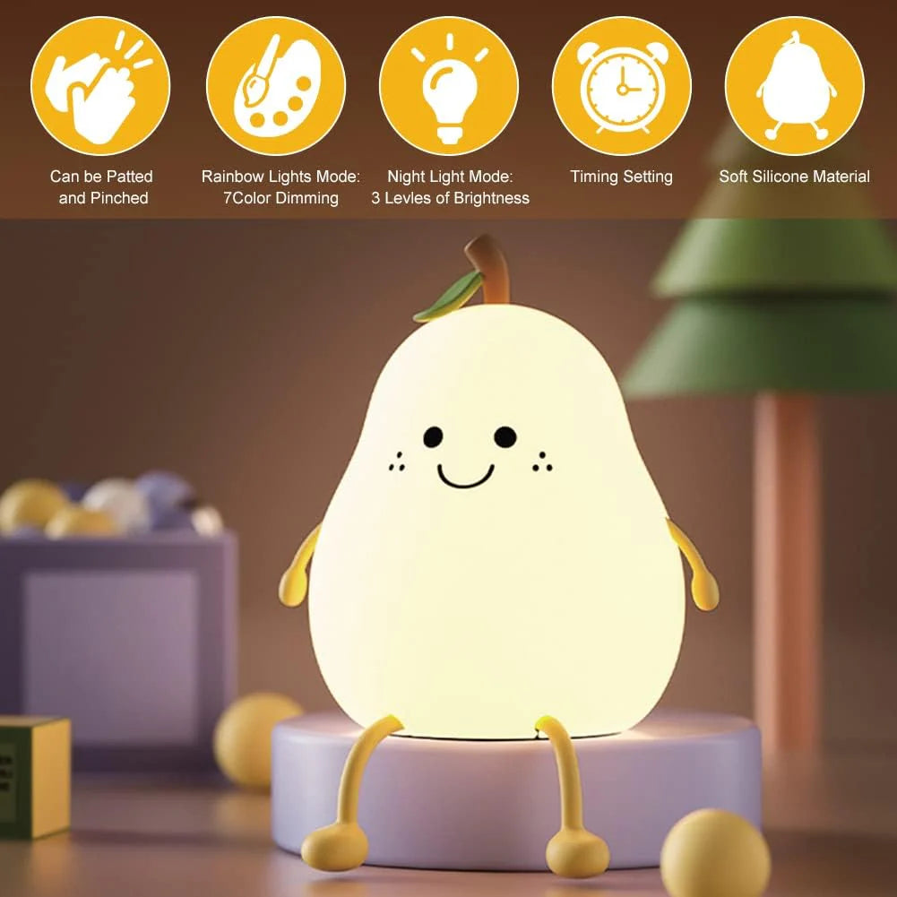 UphaarHub™ Kawaii Pear Night Lamp - Touch Sensitive, Color Changing, Rechargable