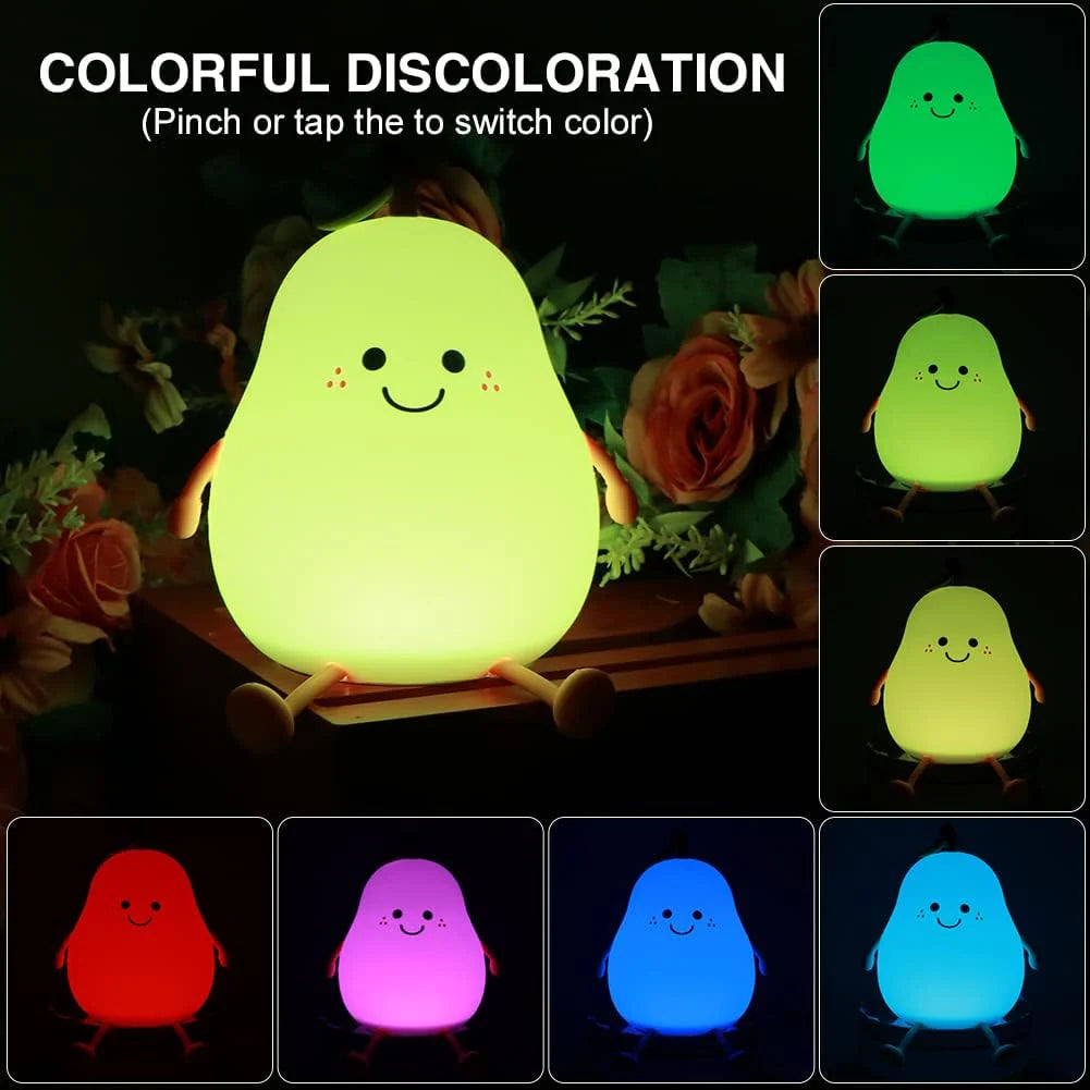 UphaarHub™ Kawaii Pear Night Lamp - Touch Sensitive, Color Changing, Rechargable