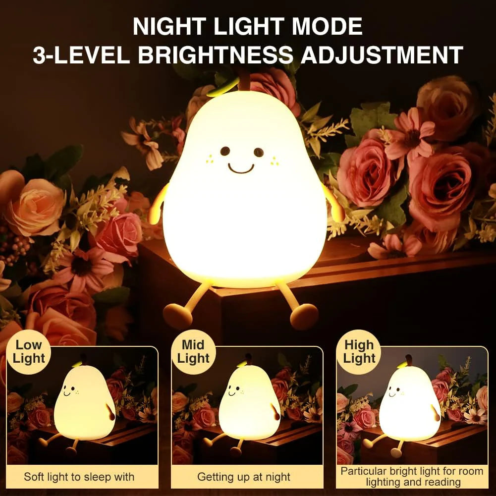 UphaarHub™ Kawaii Pear Night Lamp - Touch Sensitive, Color Changing, Rechargable