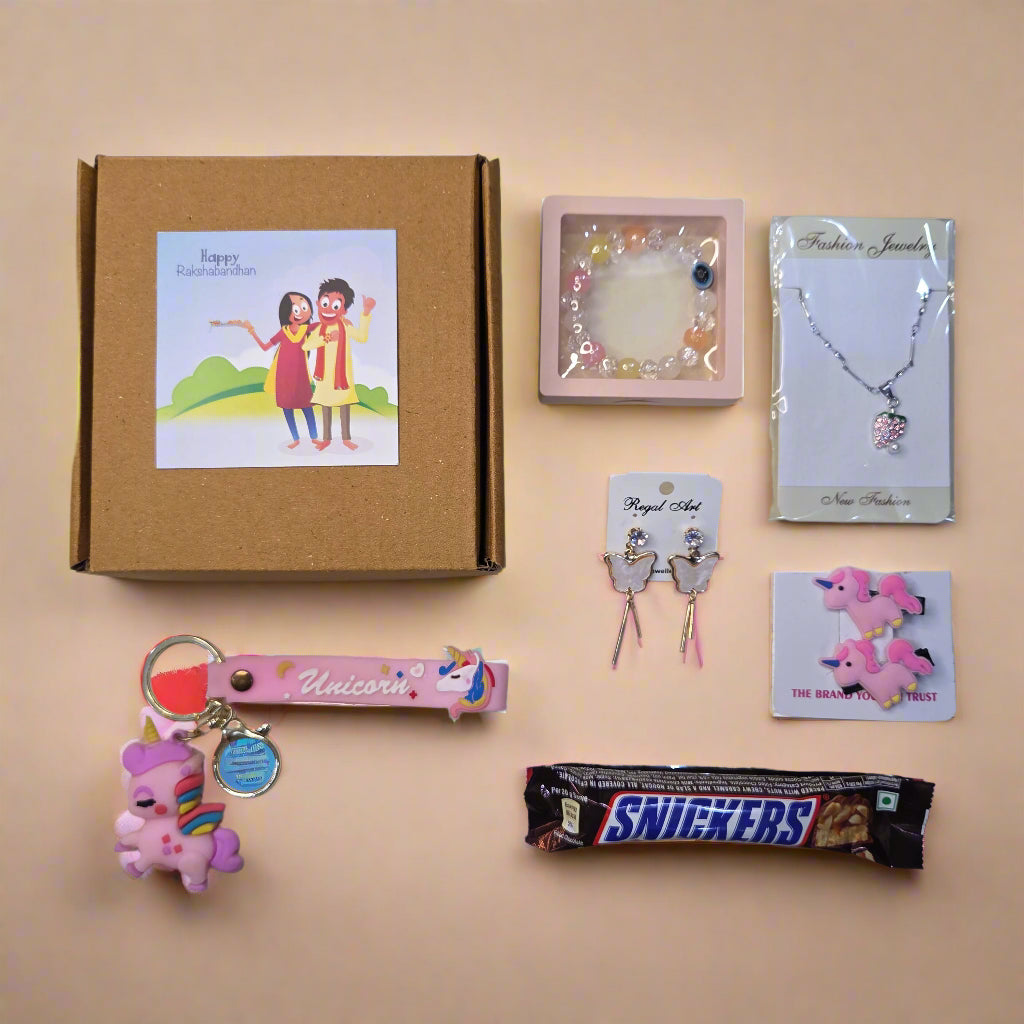 Mini Magic Box Rakshabandhan Hamper – Premium Gift for Sisters | Customizable Jewelry, Accessories & Chocolate