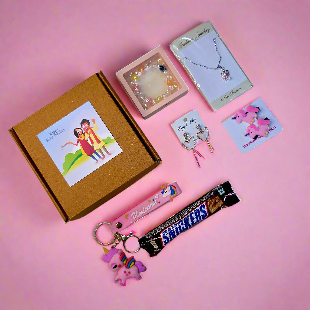 Mini Magic Box Rakshabandhan Hamper – Premium Gift for Sisters | Customizable Jewelry, Accessories & Chocolate