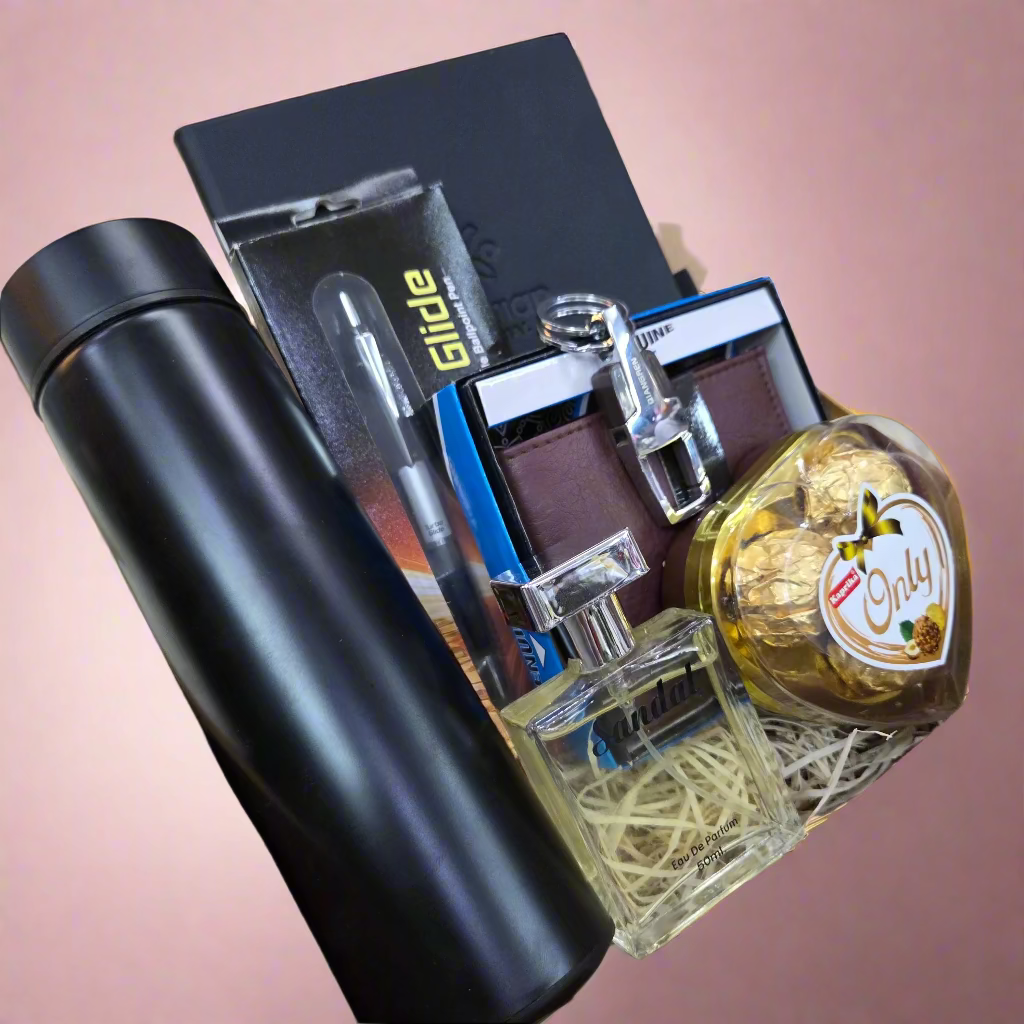 Premium Men's Gift Hamper – Luxury Hamper for Men | Temperature Bottle, Perfume, Wallet & More