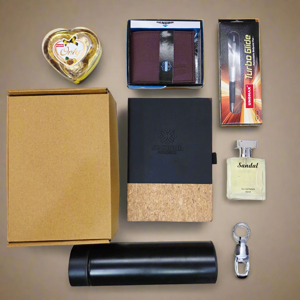 Premium Men's Gift Hamper – Luxury Hamper for Men | Temperature Bottle, Perfume, Wallet & More