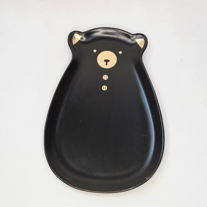 Ceramic Mug with Saucer and Spoon - Teddy, Black