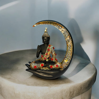 Chand Buddha - Meditating Buddha Sitting On Moon Figurine Home Decor Gifting