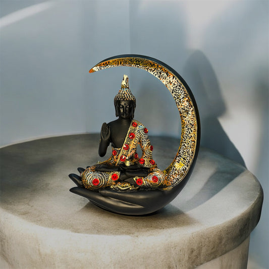 Chand Buddha - Meditating Buddha Sitting On Moon Figurine Home Decor Gifting