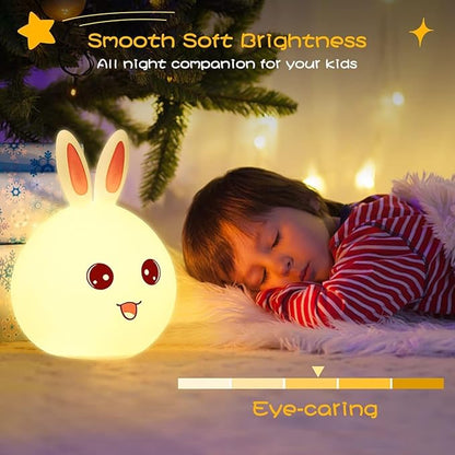 UphaarHub™ Kawaii Bunny Night Lamp - Touch Sensitive, Color Changing, Rechargable