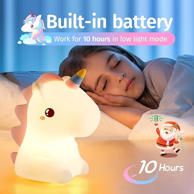 UphaarHub™ Kawaii Rhino Baby Night Lamp - Touch Sensitive, Color Changing, Rechargable