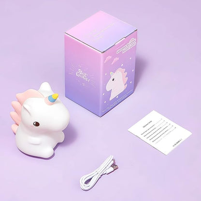 UphaarHub™ Kawaii Rhino Baby Night Lamp - Touch Sensitive, Color Changing, Rechargable