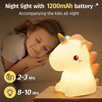 UphaarHub™ Kawaii Rhino Baby Night Lamp - Touch Sensitive, Color Changing, Rechargable