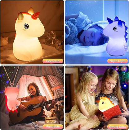 UphaarHub™ Kawaii Rhino Baby Night Lamp - Touch Sensitive, Color Changing, Rechargable