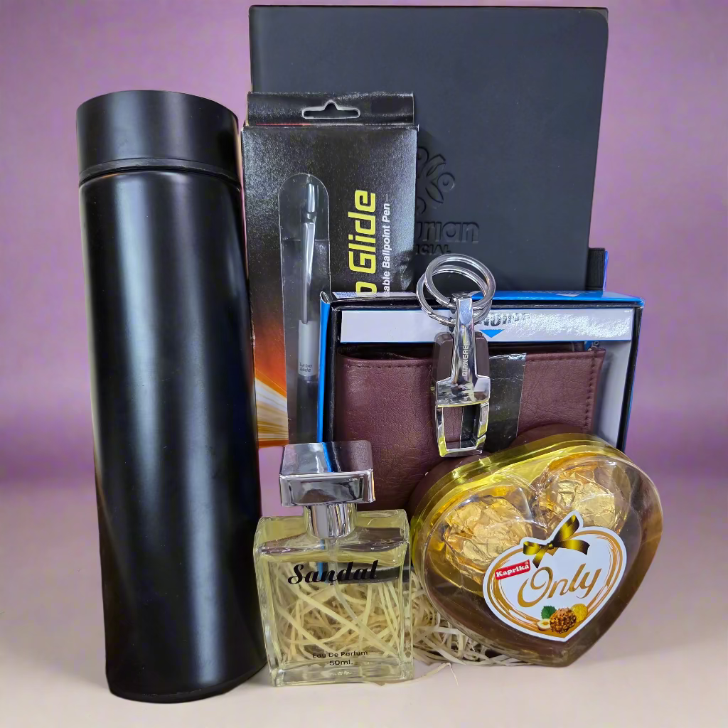 Premium Men's Gift Hamper – Luxury Hamper for Men | Temperature Bottle, Perfume, Wallet & More
